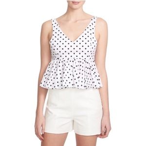 Lord & Taylor black and white polka dot peplum